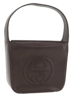 GUCCI Hand Bag Patent leather Brown Auth ar13416